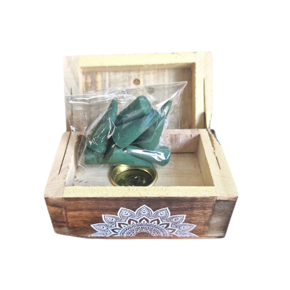 Boîte d'Encens en Bois | Cône d'encens au jasmin | 10 Cônes d'Encens Boîte d'Encens en Bois | Cône d'encens au jasmin | 10 Cônes d'Encens
