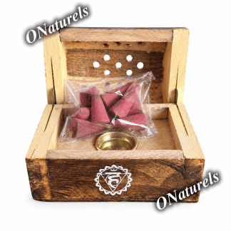 Boîte d'Encens en Bois | Rose | 10 Cônes
